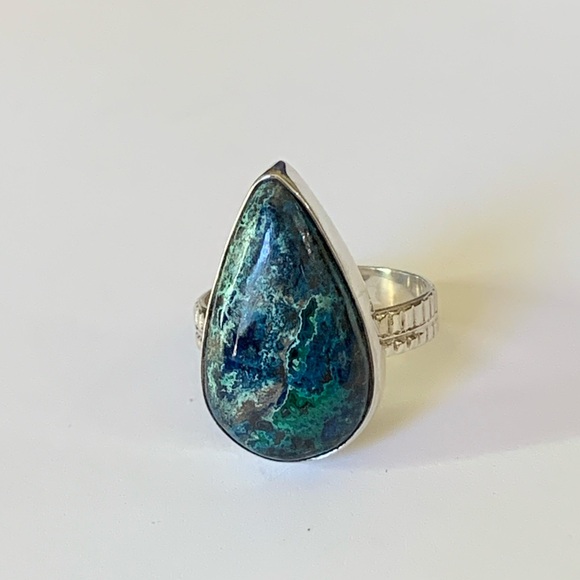 Azurite in Chrysocolla Sterling Ring - Picture 3 of 5
